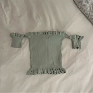 NWT LF Seek the Label Ribbed Off - the- Shoulder Top in Mint Green